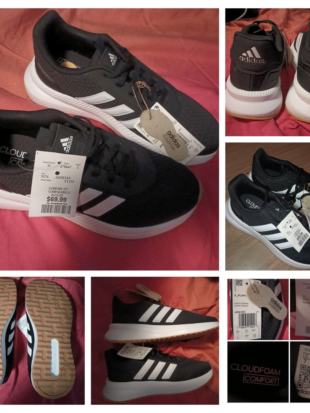 Adidas Black & White Cloudfoam Comfort Running Shoes